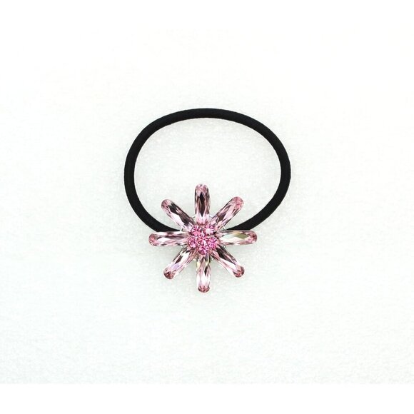 Pink Rhinestone Crystal Floral Ponytail Holder Elastic Hair Tie Women main image 4